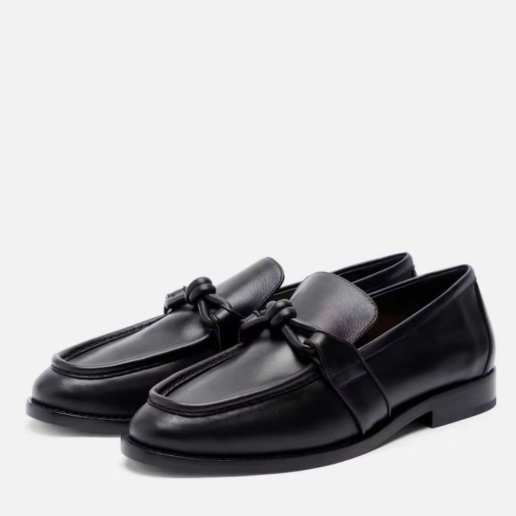 Formal Wear Women'S Loafers - รองเท้าโลฟเฟอร์หนังผู้หญิง แต่งดีเทลปม แบบสวม หัวเหลี่ยม สำหรับใส่ทำงานออฟฟิศ ใส่ได้ทุกวัน