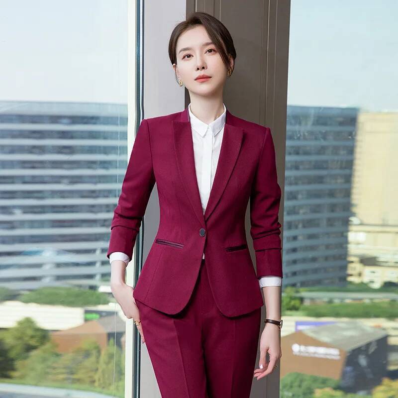 Women Formal Wear Blazer Set - ชุดทำงานสตรีแบบเป็นทางการ สไตล์ OL ชุดสูทกางเกงสำหรับผู้หญิง เสื้อเบลเซอร์ ชุดทำงานมืออาชีพสำหรับสัมภาษณ์งาน