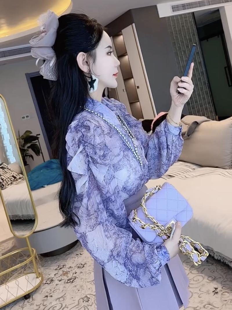 เสื้อชีฟองพิมพ์ลายภาพวาดหมึกแฟ - Women'S Formal Wear Suits บทวิจารณ์และราคา