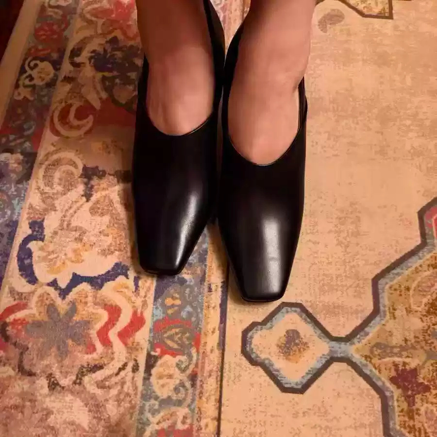 รองเท้าส้นหนาหัวเหลี่ยมหนังสีด - Formal Wear Women'S Loafers บทวิจารณ์และราคา