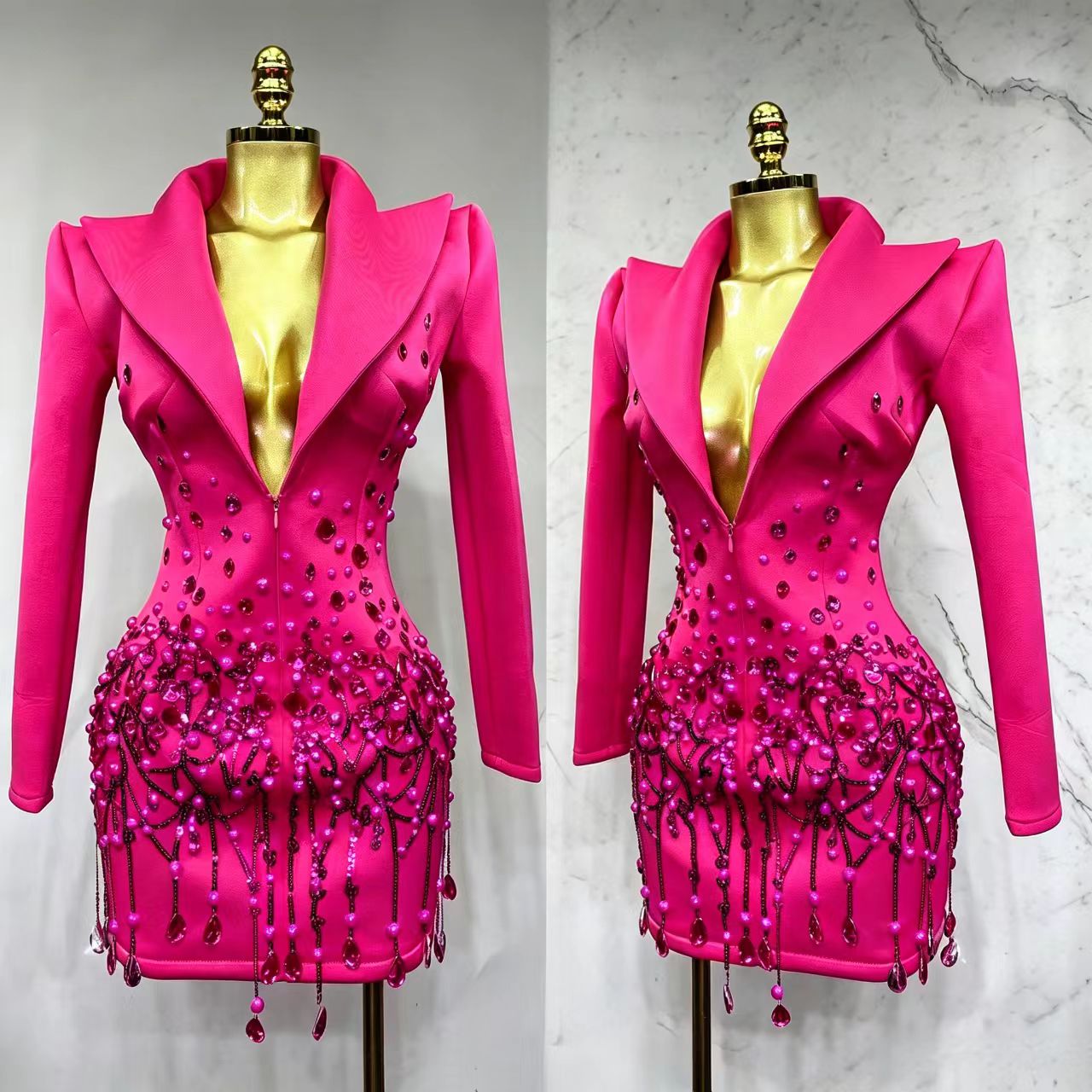 ชุดเดรสสั้นแขนยาวประดับคริสตัล - Women'S Formal Wear Wedding บทวิจารณ์และราคา