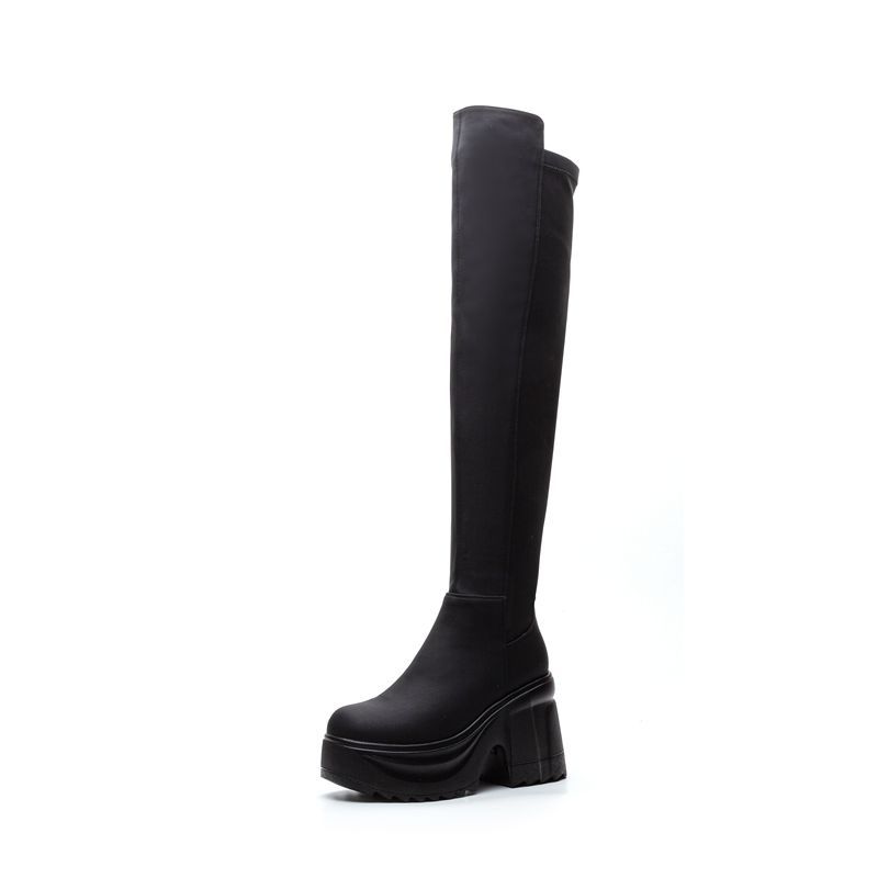 รองเท้าบูทส้นหนาสูงถึงเข่าสำหร - Woman Formal Wear บทวิจารณ์และราคา