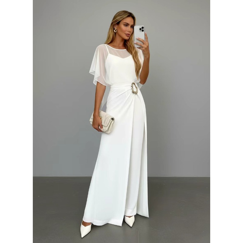 จั๊มสูทชีฟองสีขาวสำหรับผู้หญิง - Women'S Formal Wear Wedding บทวิจารณ์และราคา