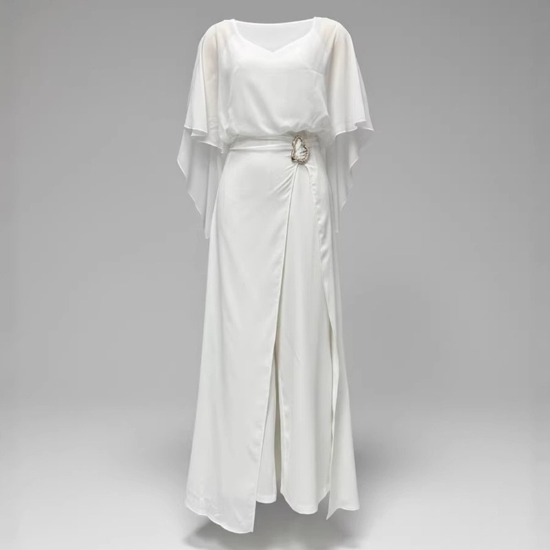 จั๊มสูทชีฟองสีขาวสำหรับผู้หญิง - Women'S Formal Wear Wedding บทวิจารณ์และราคา
