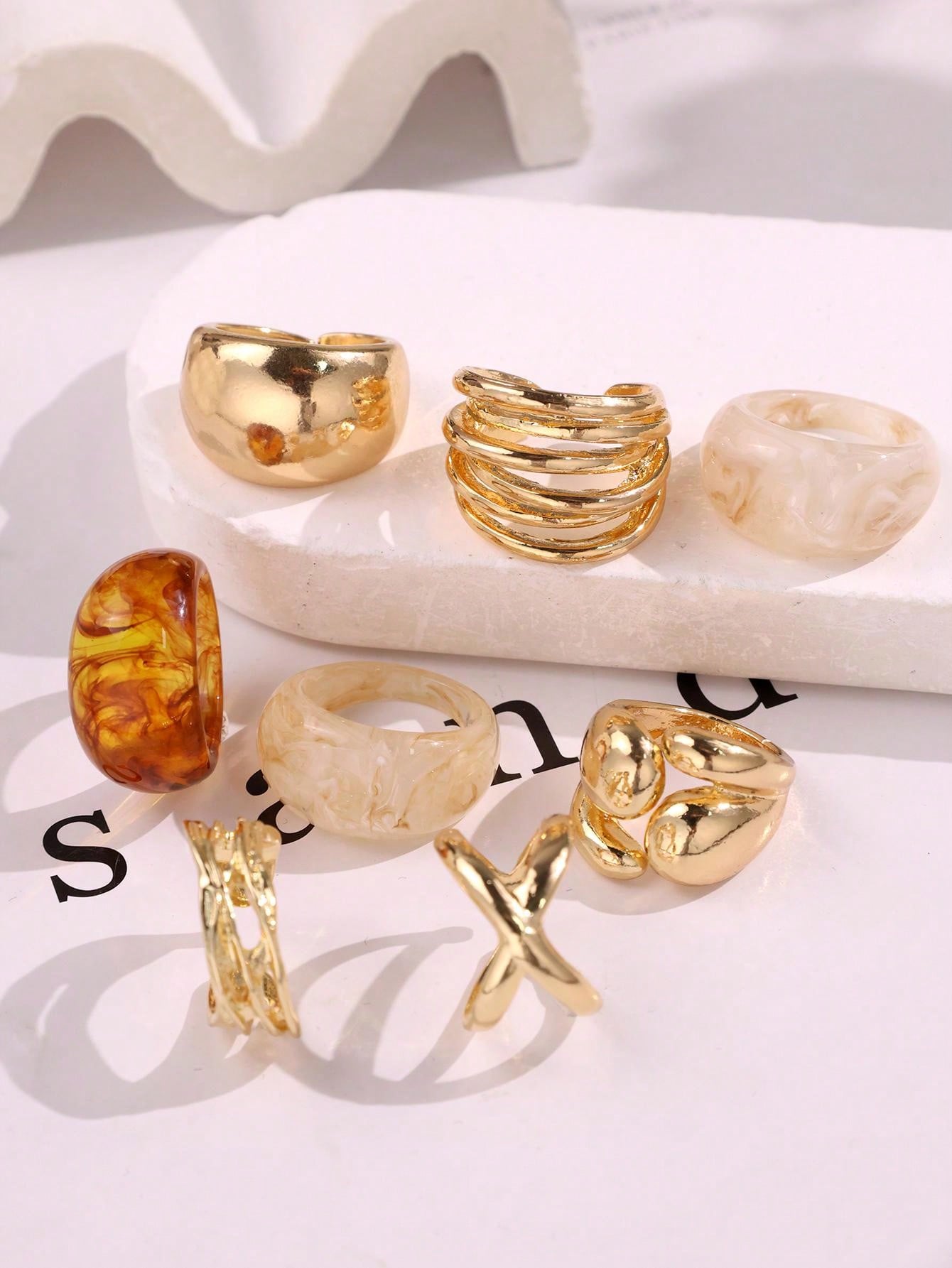 ชุดแหวนเรซินทรงเรขาคณิตสไตล์เร - Formal Wear Jewelry For Women บทวิจารณ์และราคา