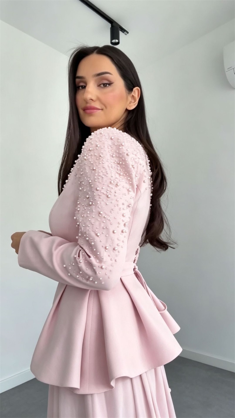 ชุดราตรีสีเบจประดับไข่มุกหรูหร - Women Formal Wear For Party บทวิจารณ์และราคา