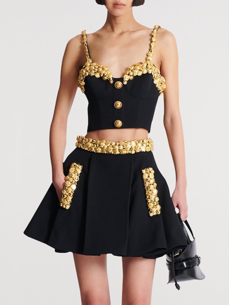 ชุดเดรสสองชิ้นสีดำ VC พร้อมกระ - Woman Formal Wear บทวิจารณ์และราคา