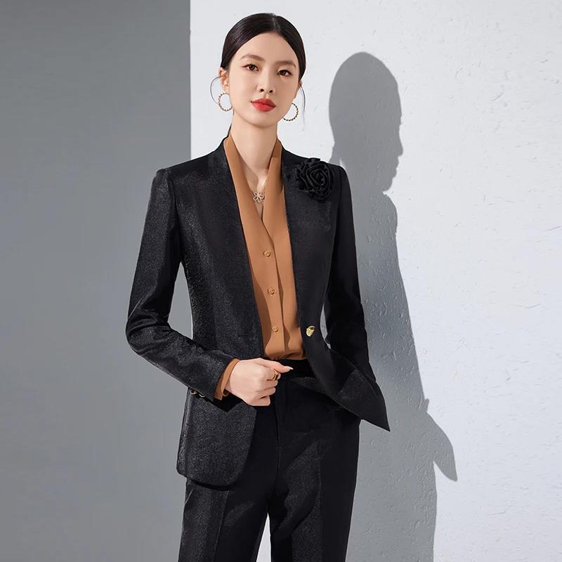 ผู้หญิงBlazerกางเกงชุดทองAppli - Women Formal Wear Blazer Set บทวิจารณ์และราคา