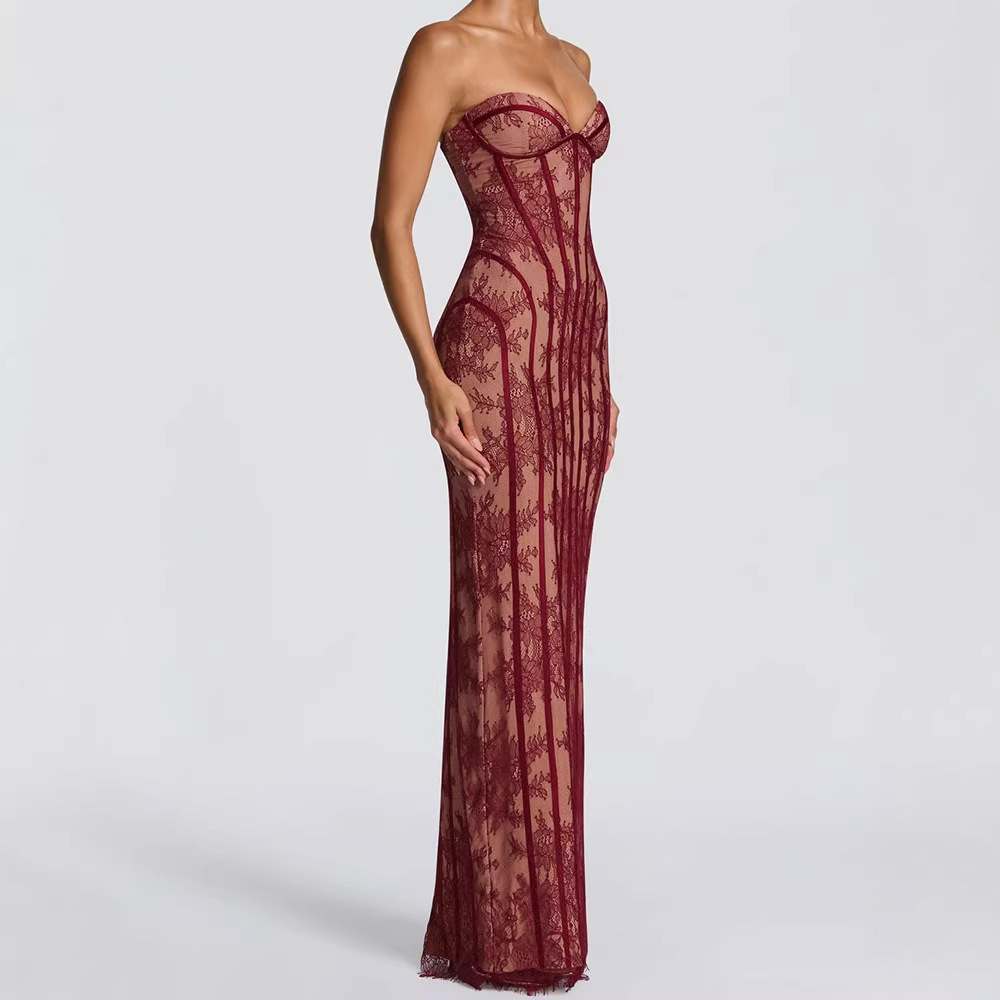 เดรสยาวทรงบอดี้คอนแบบไร้สายสำห - Woman Formal Wear บทวิจารณ์และราคา