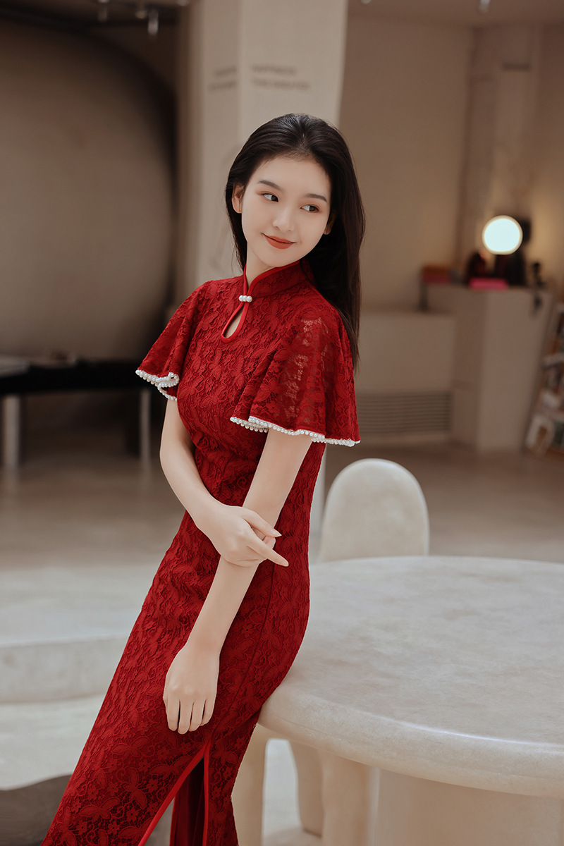 ชุดกี่เพ้าสีแดงลูกไม้สไตล์จีนส - Women'S Formal Wear Wedding บทวิจารณ์และราคา