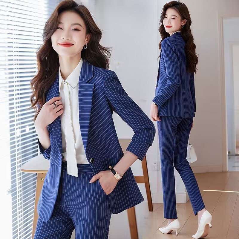 ชุดสูทลายทางสีน้ำเงินสำหรับผู้ - Women'S Formal Wear Stores บทวิจารณ์และราคา